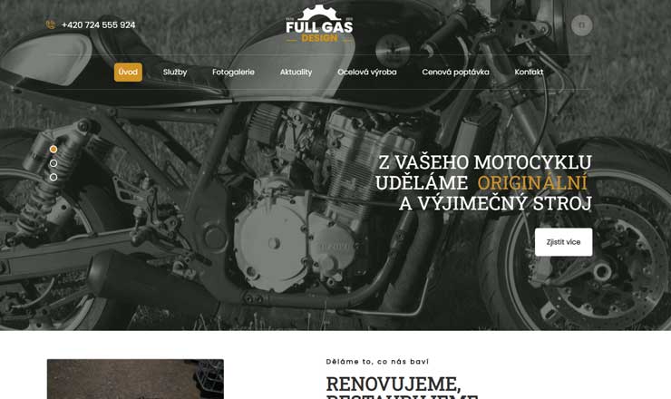 web Renovace, přestavby motocyklů a automobilů Vodňany